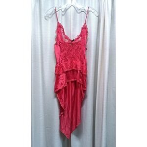 Vintage Stroke of Midnight Weekend Size M Lingerie Nightgown Nylon Lace Hi Low‎
